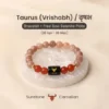 Vrishabh Rashi Bracelet with Carnelian and Sunstone beads – Taurus zodiac bracelet by RamKart