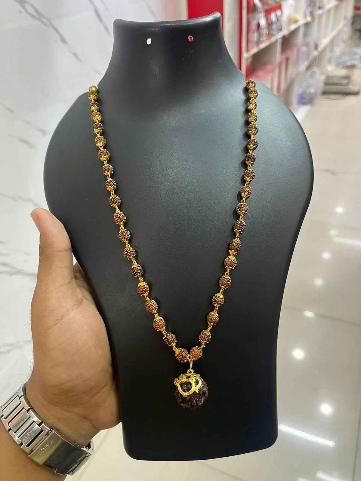 original panchmukhi rudraksha mala close view