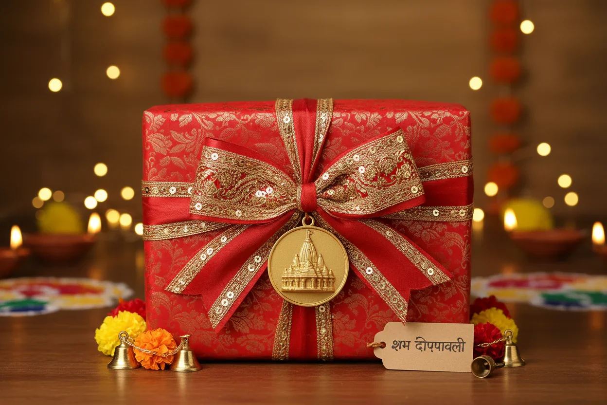 Ram Mandir at home placed on pooja shelf creating a peaceful atmosphere